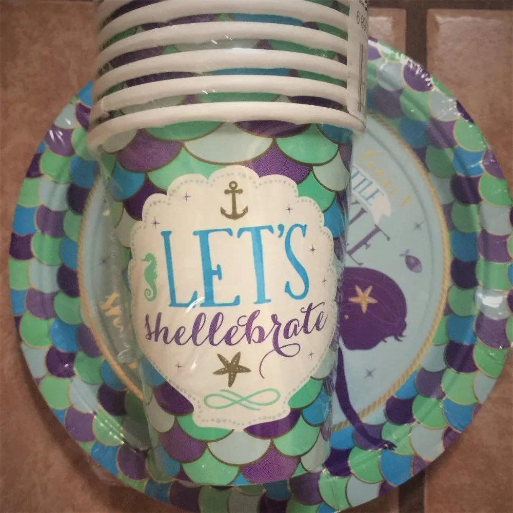 Mermaid Party for 24 Cups 24 Dinner & 24+ Dessert Plates 